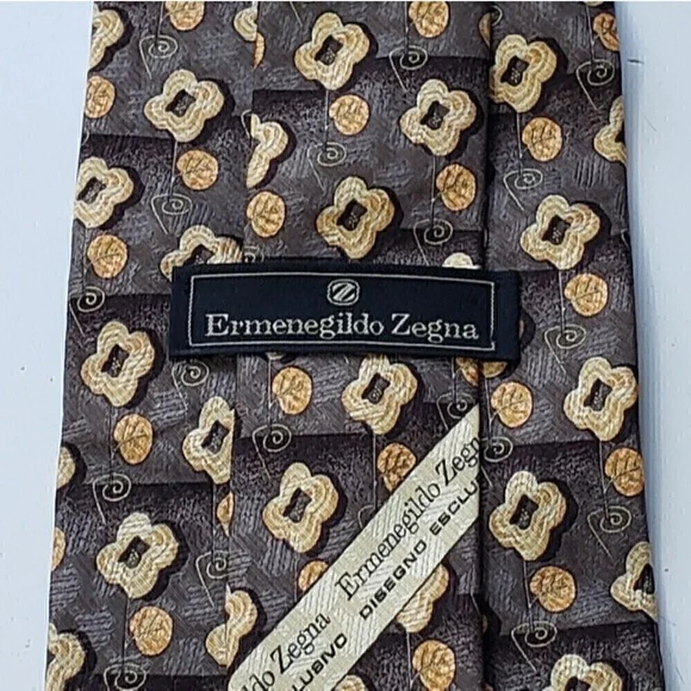 Ermenegildo Zenga Print Italian Silk Tie